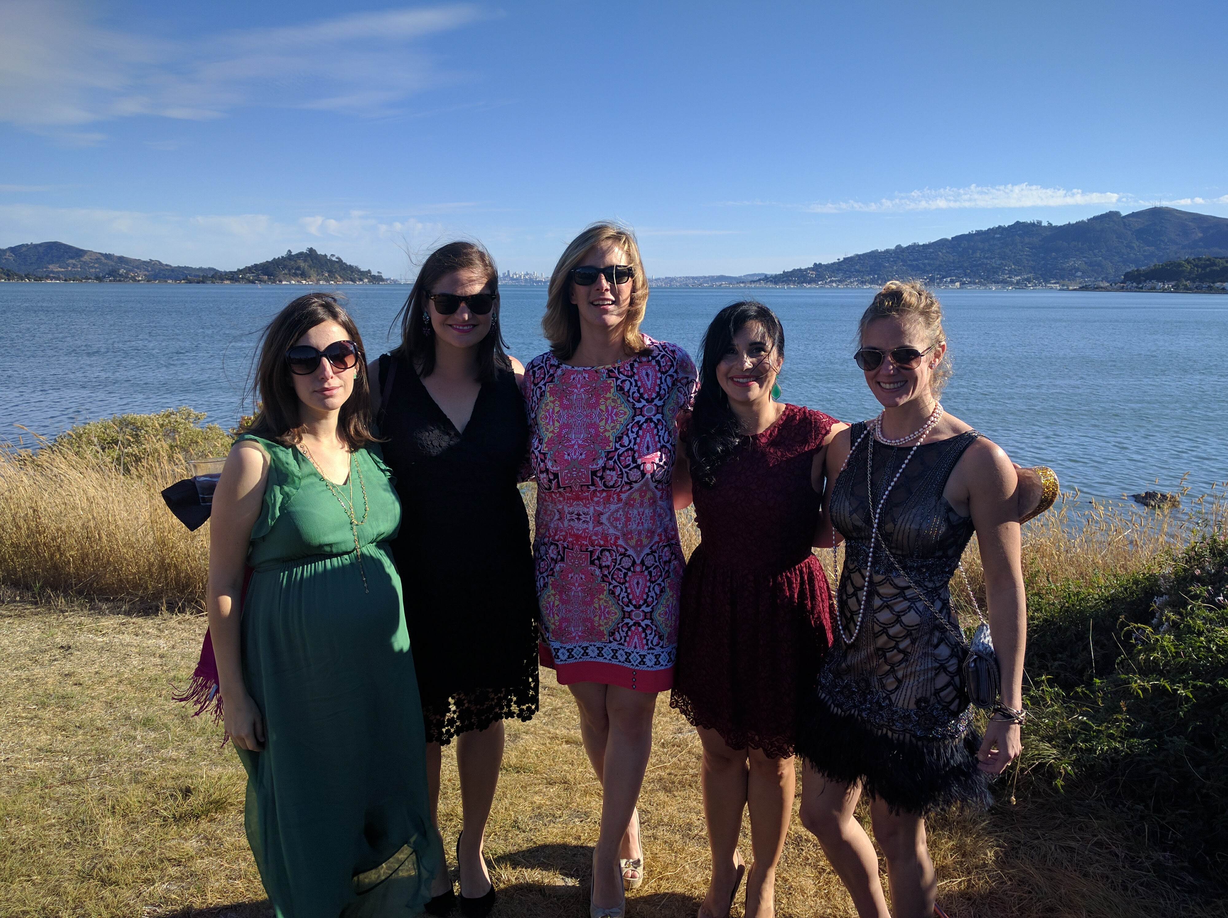 Cris with friends by the bay